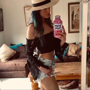 Black Bardot crop top